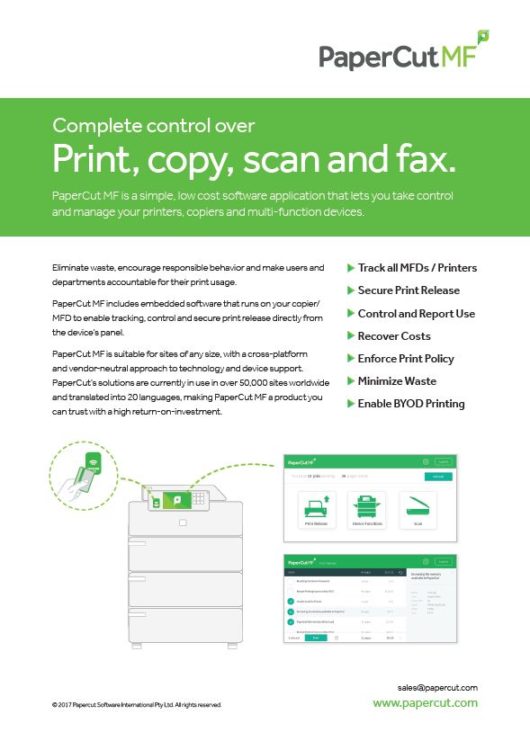 Papercut, Mf, Fact Sheet, Doing Better Business
