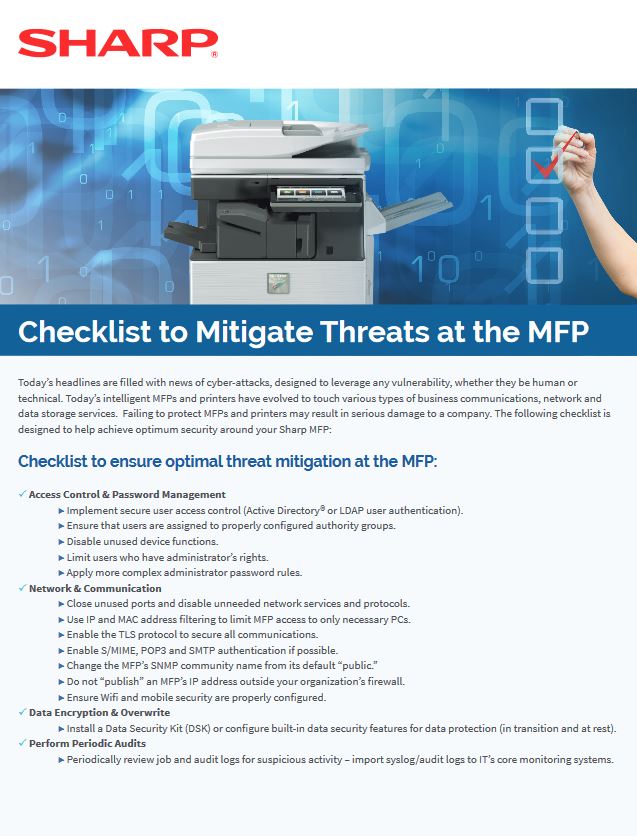 Mfp Security Checklist, Sharp, Doing Better Business