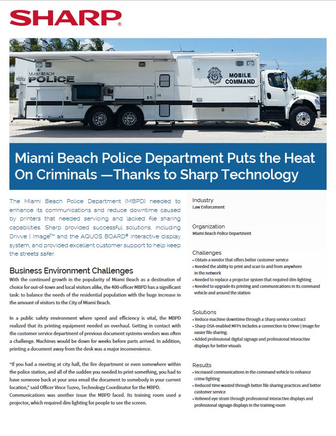 Sharp, Miami Police, Case Study, Doing Better Business