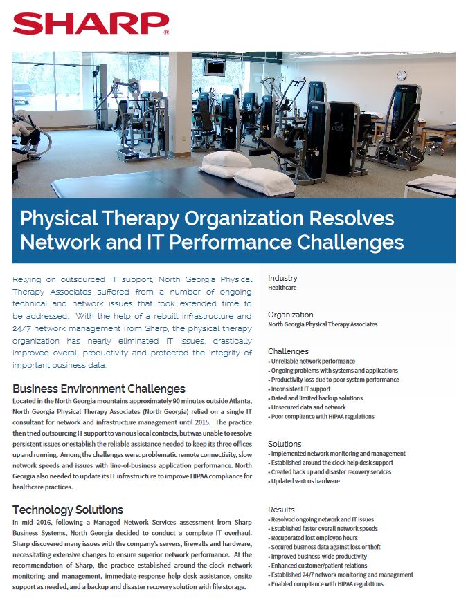 Sharp, Physical Therapy Organization, Case Study, Doing Better Business