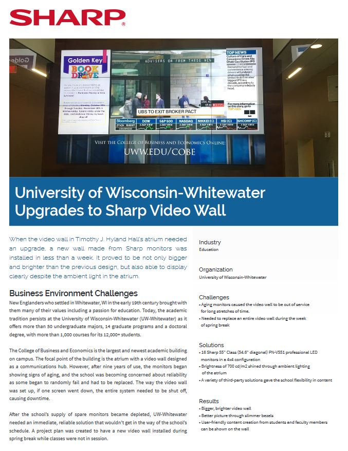 Sharp, University Of Wisconsin, Video Wal,l Case Study, Education, Doing Better Business